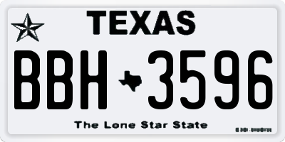 TX license plate BBH3596