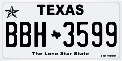 TX license plate BBH3599