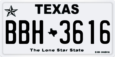 TX license plate BBH3616