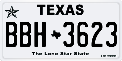 TX license plate BBH3623