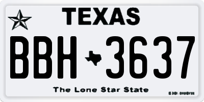 TX license plate BBH3637