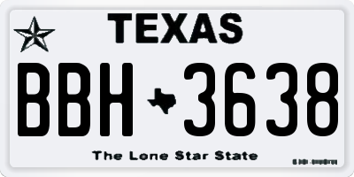 TX license plate BBH3638