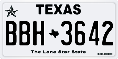 TX license plate BBH3642