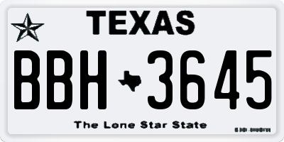 TX license plate BBH3645