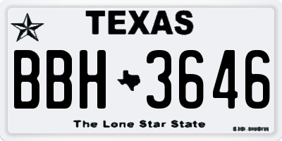 TX license plate BBH3646