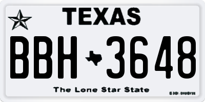 TX license plate BBH3648