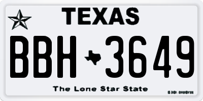 TX license plate BBH3649