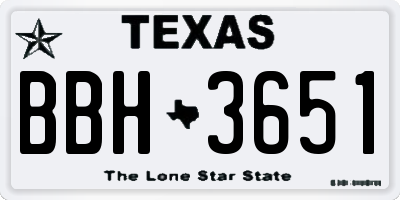 TX license plate BBH3651