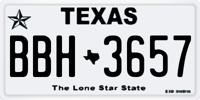 TX license plate BBH3657