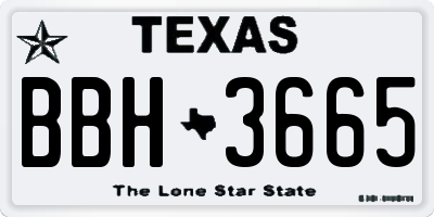 TX license plate BBH3665