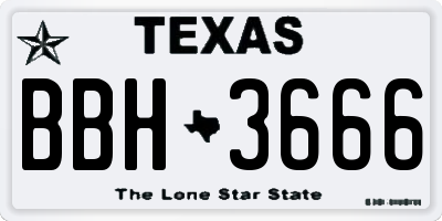 TX license plate BBH3666