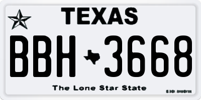 TX license plate BBH3668