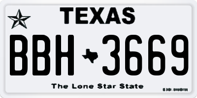 TX license plate BBH3669