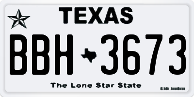 TX license plate BBH3673