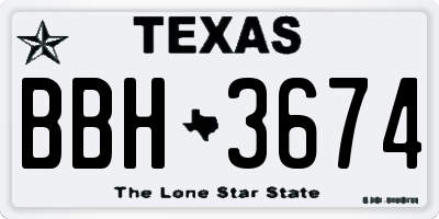 TX license plate BBH3674