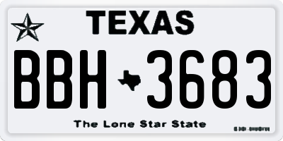 TX license plate BBH3683