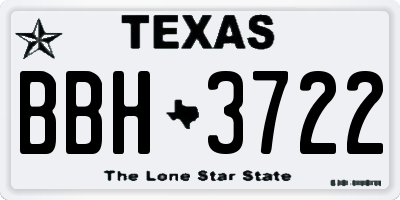 TX license plate BBH3722