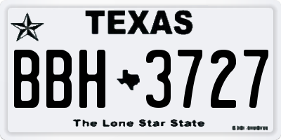 TX license plate BBH3727