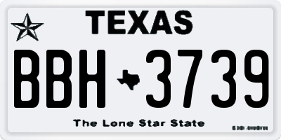 TX license plate BBH3739
