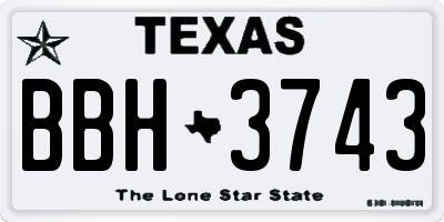 TX license plate BBH3743