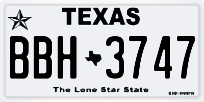 TX license plate BBH3747