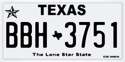 TX license plate BBH3751