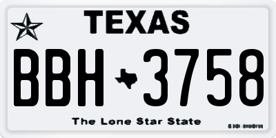 TX license plate BBH3758