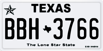 TX license plate BBH3766