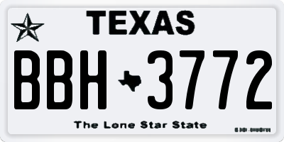 TX license plate BBH3772