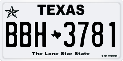 TX license plate BBH3781