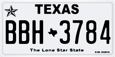 TX license plate BBH3784