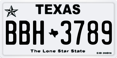 TX license plate BBH3789