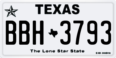 TX license plate BBH3793