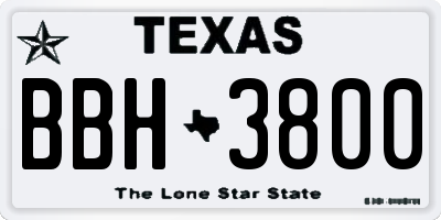 TX license plate BBH3800