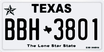 TX license plate BBH3801