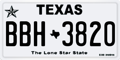TX license plate BBH3820