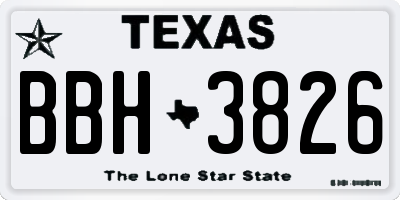 TX license plate BBH3826