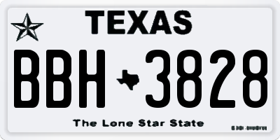 TX license plate BBH3828