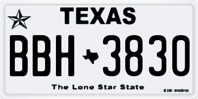 TX license plate BBH3830