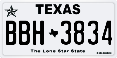 TX license plate BBH3834