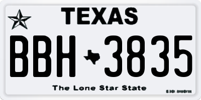 TX license plate BBH3835