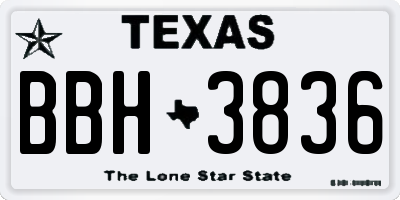 TX license plate BBH3836