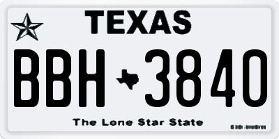 TX license plate BBH3840