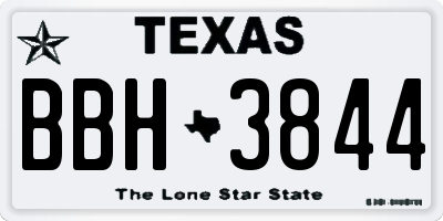 TX license plate BBH3844