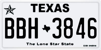 TX license plate BBH3846