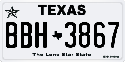 TX license plate BBH3867