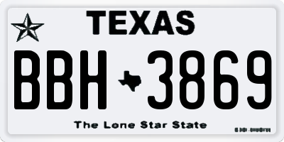 TX license plate BBH3869