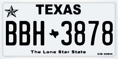 TX license plate BBH3878