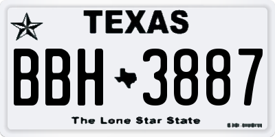 TX license plate BBH3887