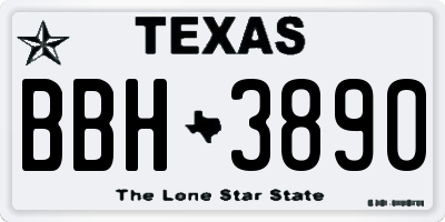 TX license plate BBH3890